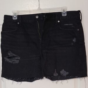 Old Navy High Rise Slouchy Straight Black Distressed Denim Shorts